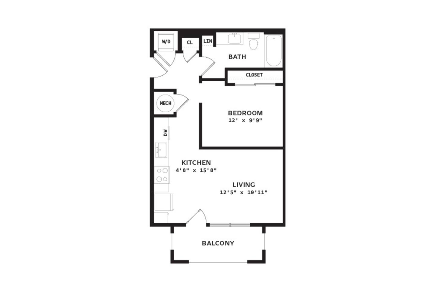 Floorplan diagram for Settler, showing Studio