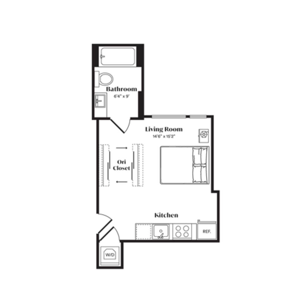 Floorplan diagram for S1, showing Studio
