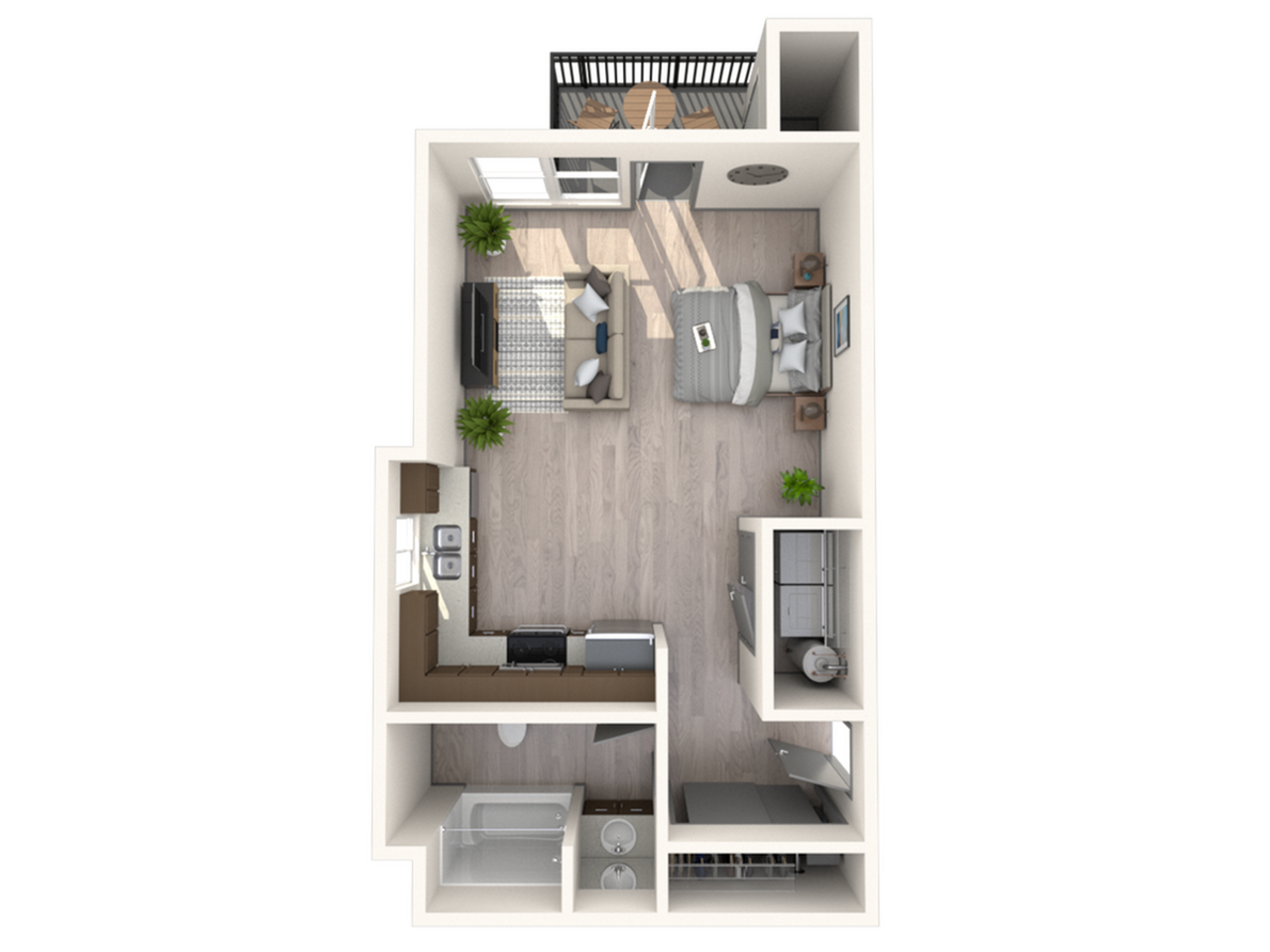 Floorplan diagram for Elevated Five74, showing Studio