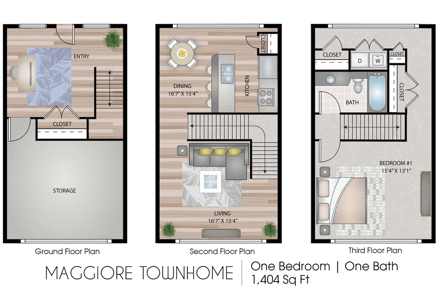 Floorplan diagram for Maggiore Townhome, showing 1 bedroom