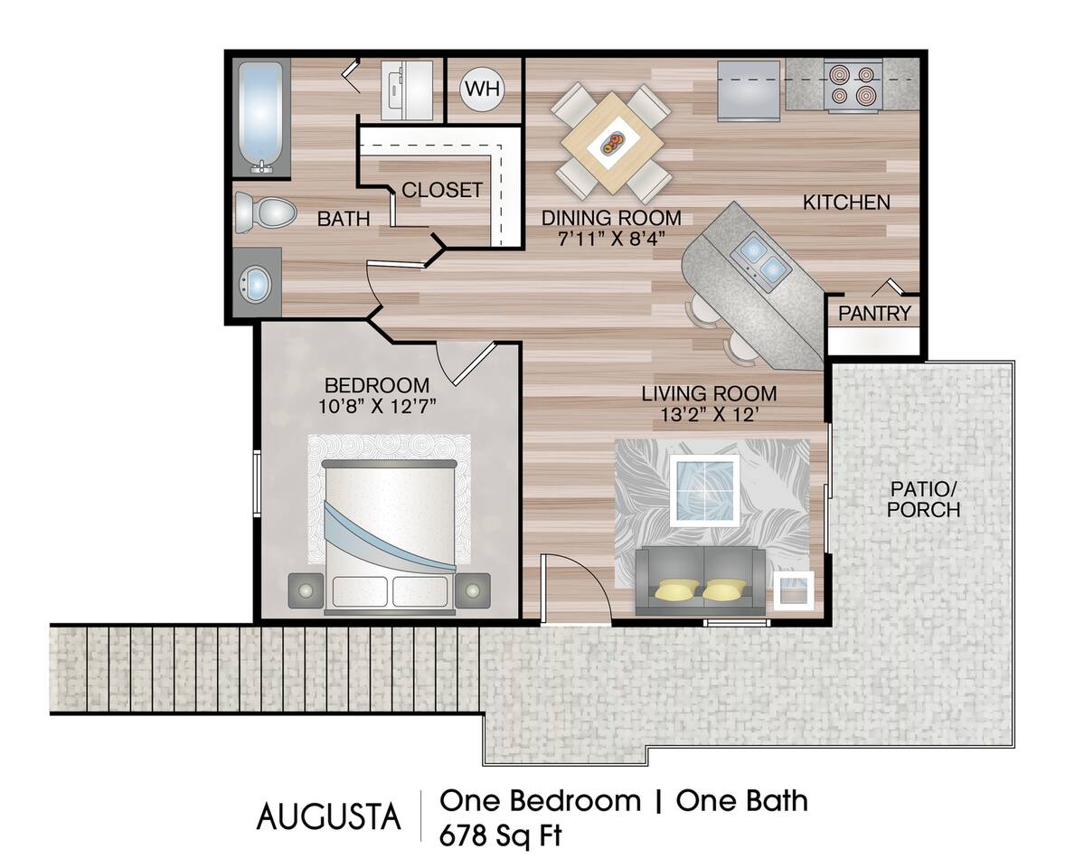 Floorplan diagram for AUGUSTA, showing 1 bedroom