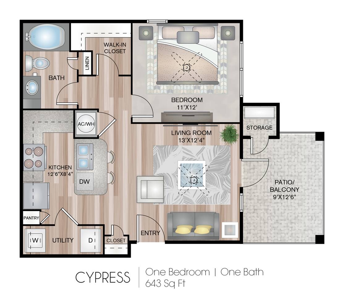 Floorplan diagram for Cyprus, showing 1 bedroom