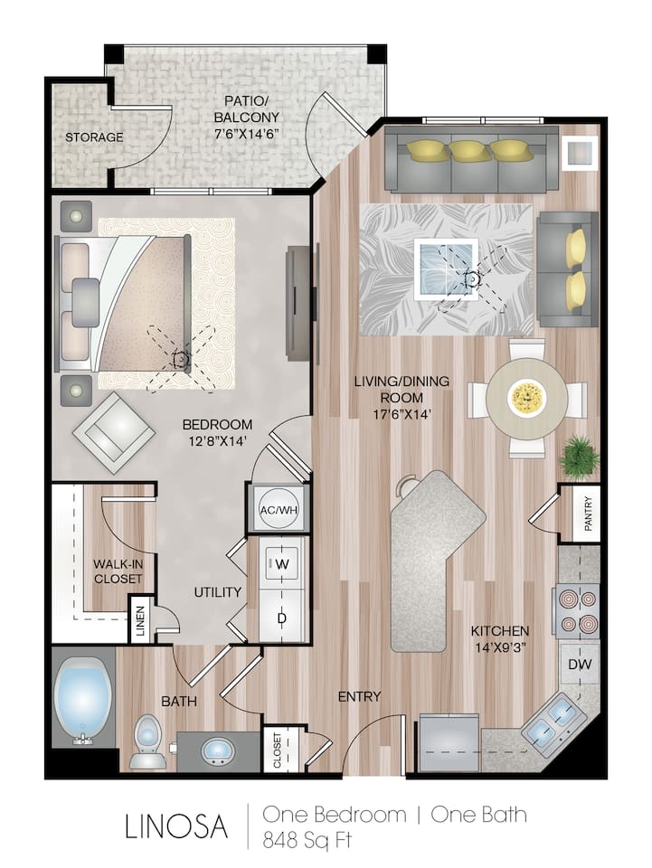 Floorplan diagram for Linosa, showing 1 bedroom