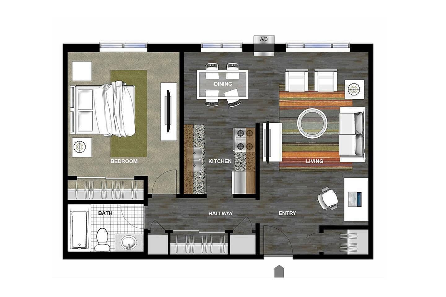 Floorplan diagram for The Superior, showing 1 bedroom