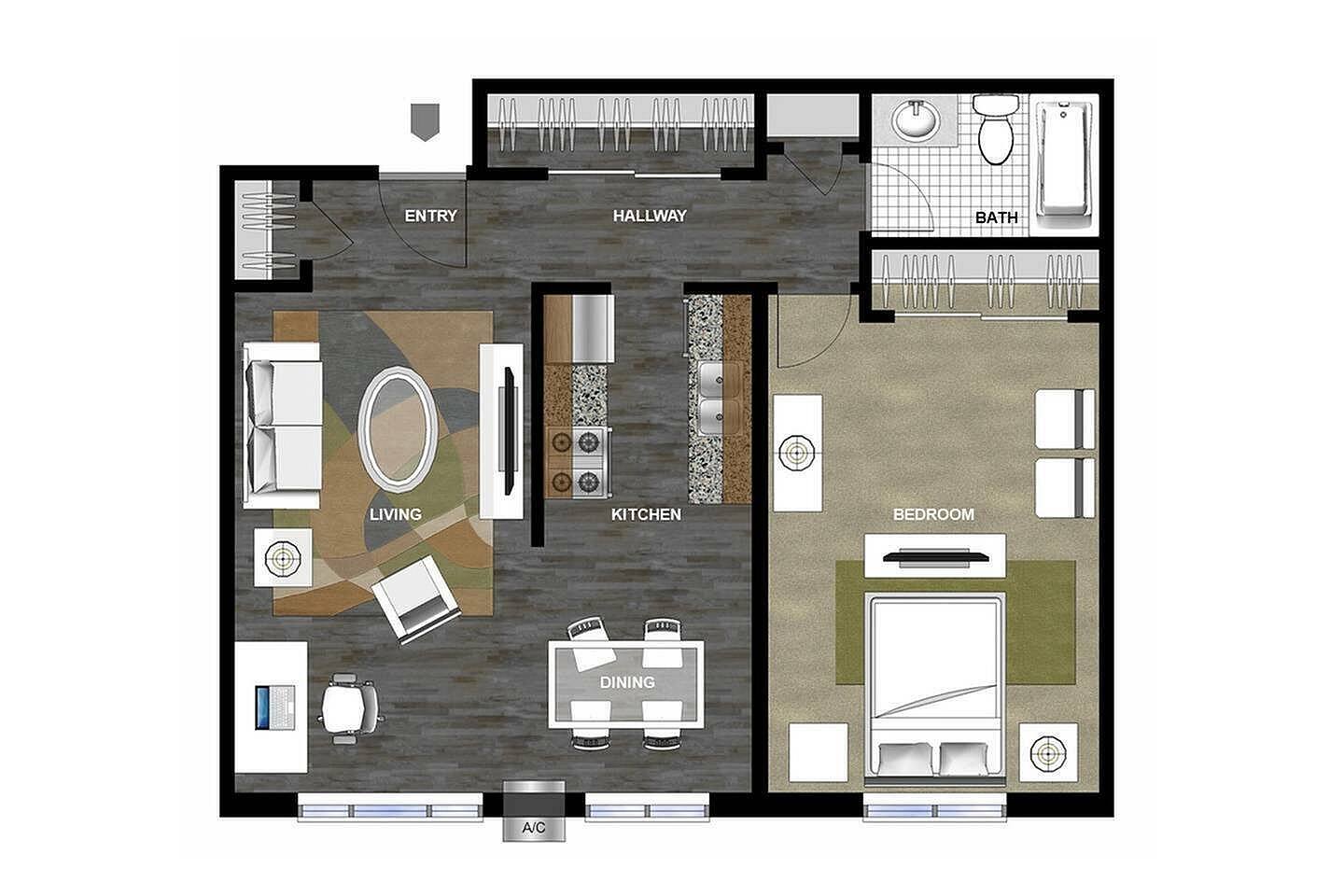 Floorplan diagram for The Tonka, showing 1 bedroom