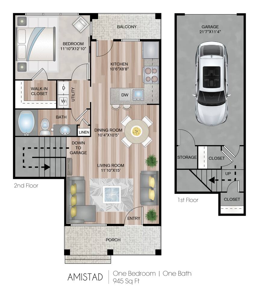 Floorplan diagram for Amistad, showing 1 bedroom