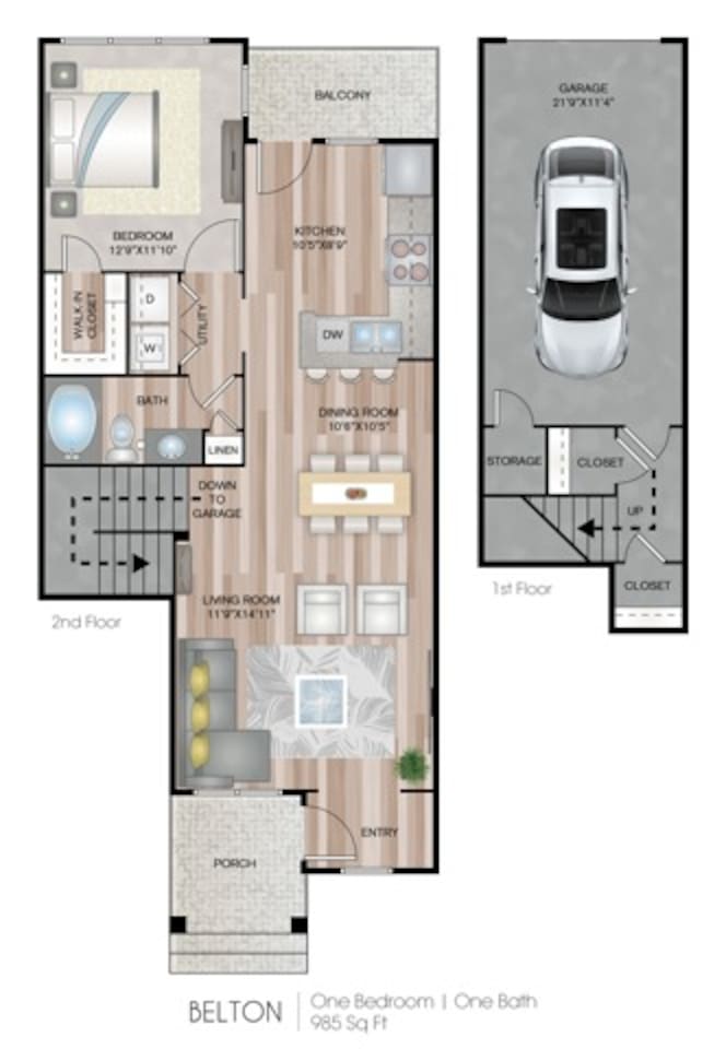 Floorplan diagram for Belton, showing 1 bedroom