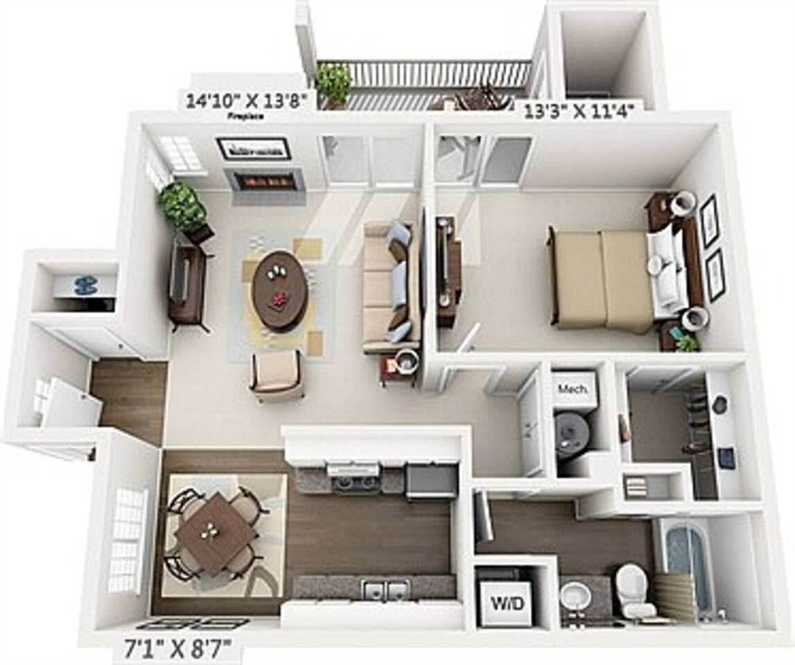 Floorplan diagram for Aspen Premium Plus, showing 1 bedroom