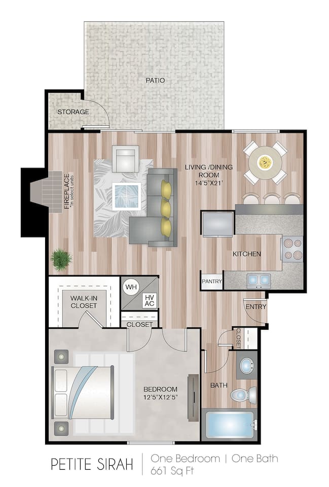 Floorplan diagram for Petite Sirah, showing 1 bedroom