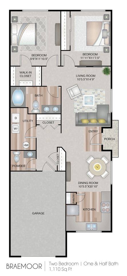 Floorplan diagram for Braemoor, showing 2 bedroom