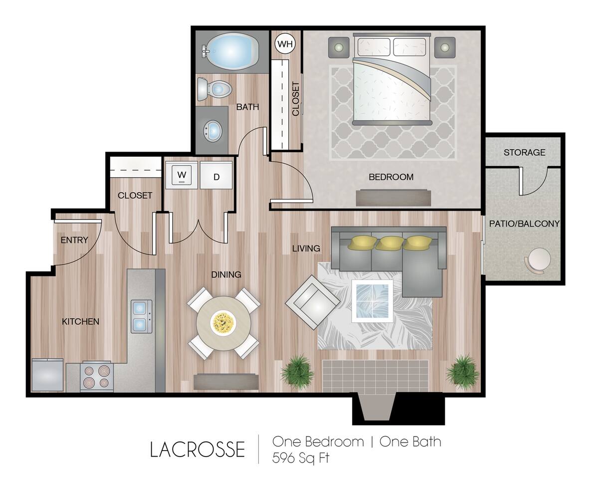 Floorplan diagram for LaCrosse, showing 1 bedroom