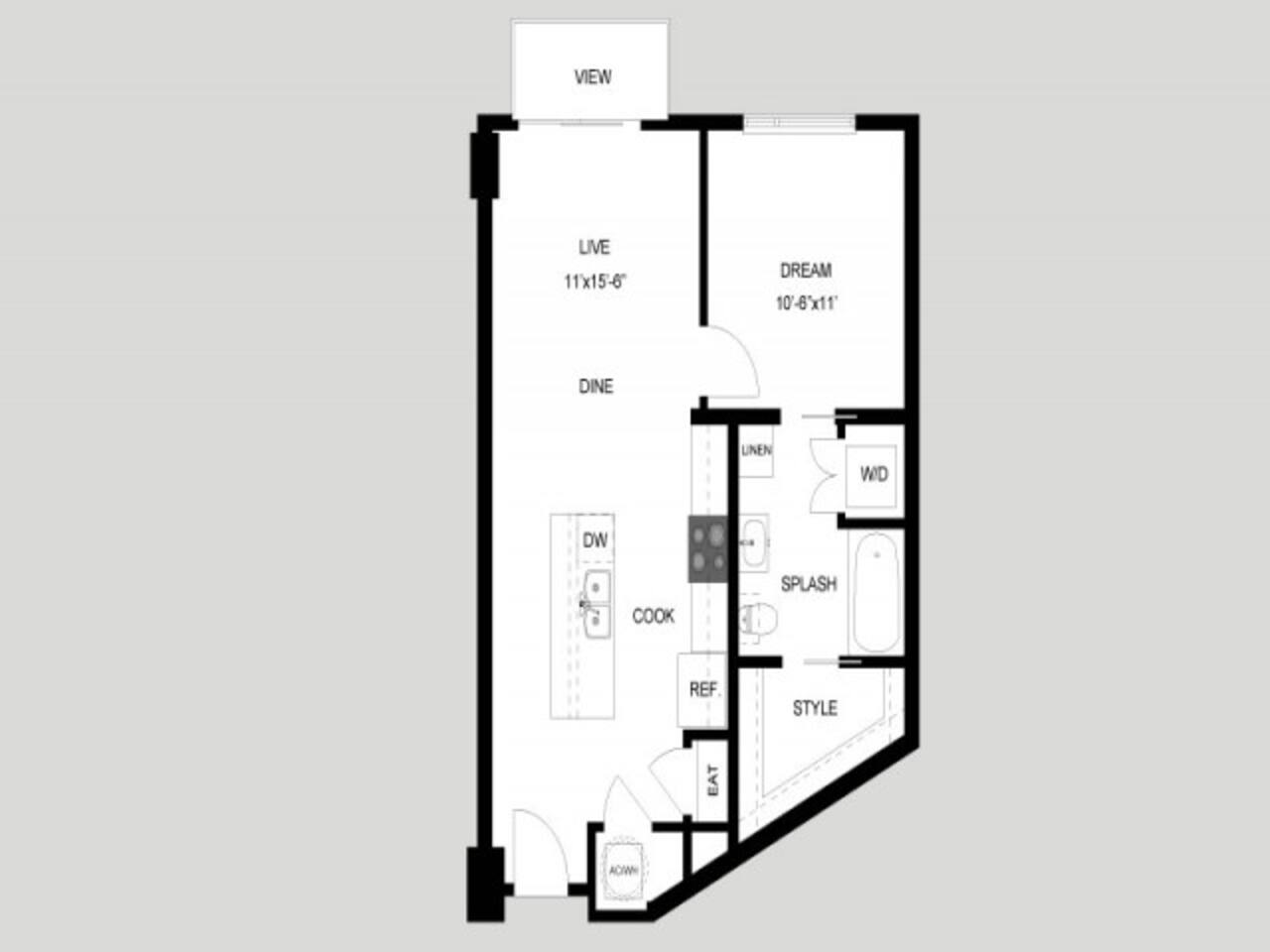 Floorplan diagram for The Bremond, showing 1 bedroom