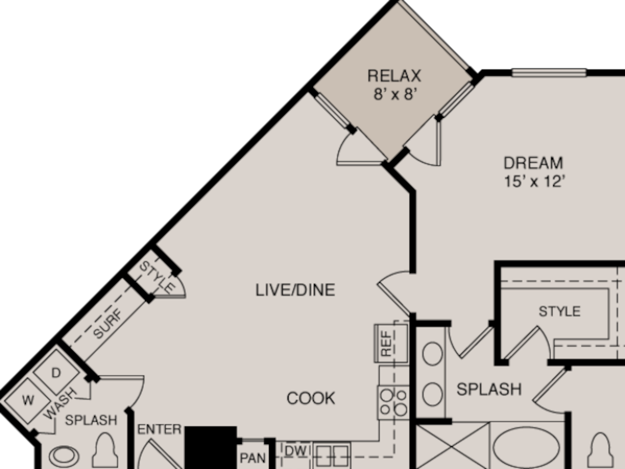Floorplan diagram for A2 1-1.5, showing 1 bedroom