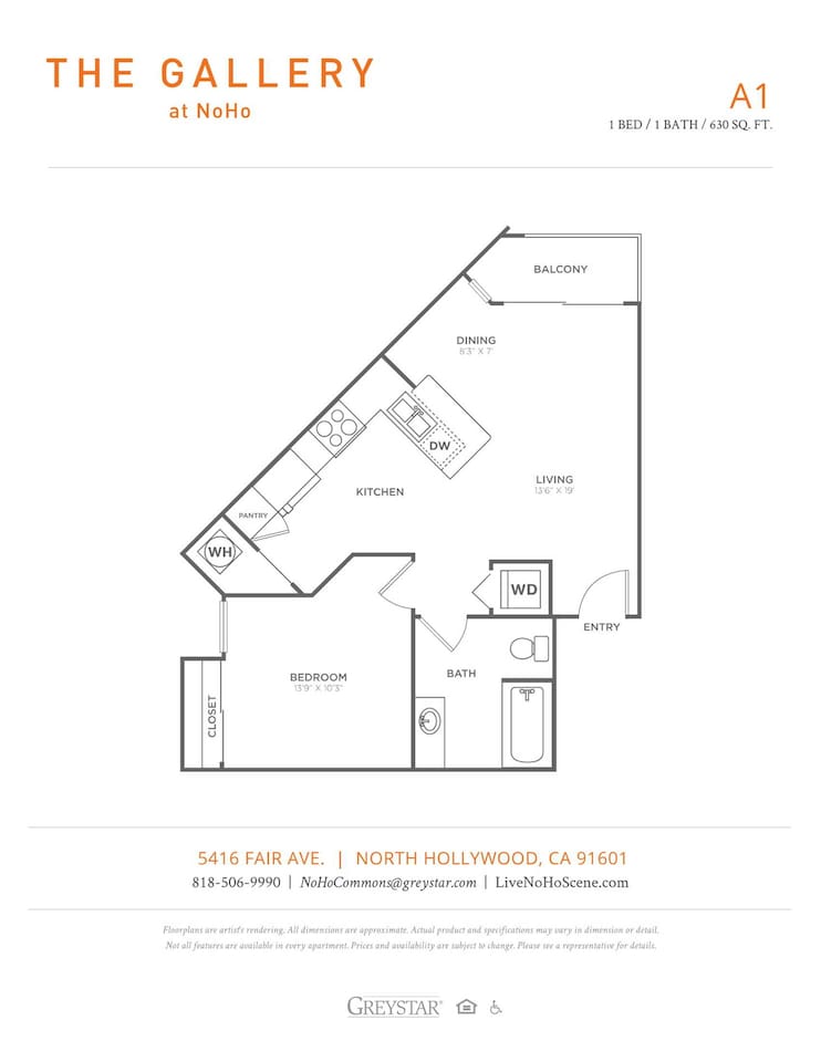 Floorplan diagram for A1 - Sophisticated, showing 1 bedroom
