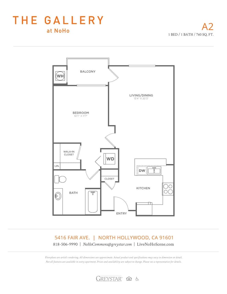 Floorplan diagram for A2 - Sophisticated, showing 1 bedroom