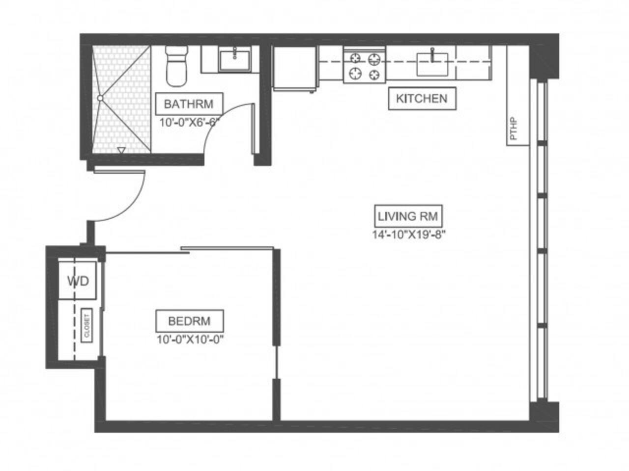 Floorplan diagram for A5, showing 1 bedroom