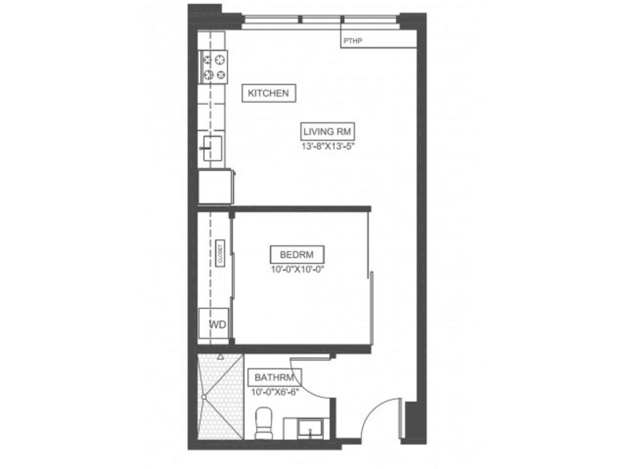Floorplan diagram for A1G, showing 1 bedroom