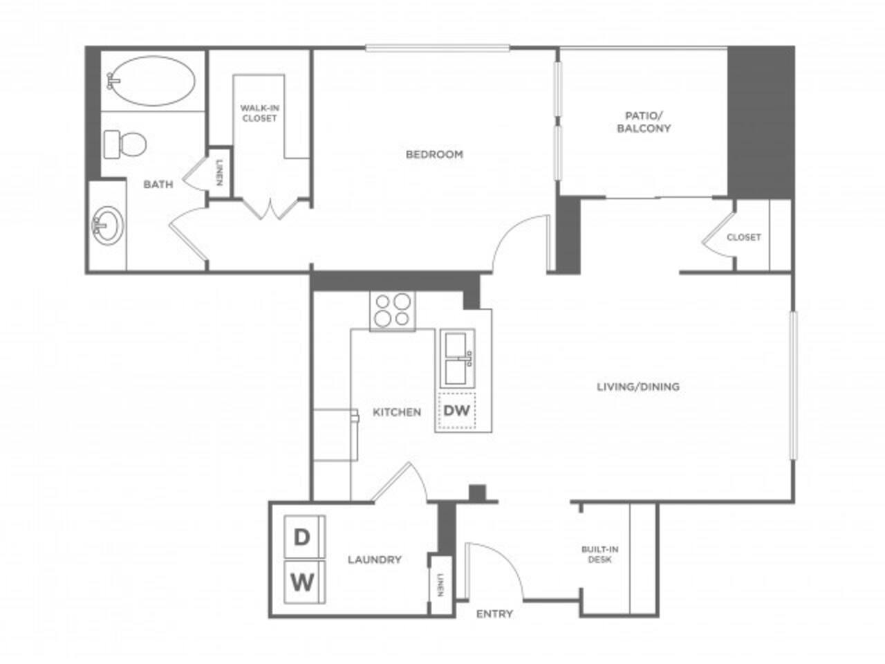 Floorplan diagram for Durango, showing 1 bedroom