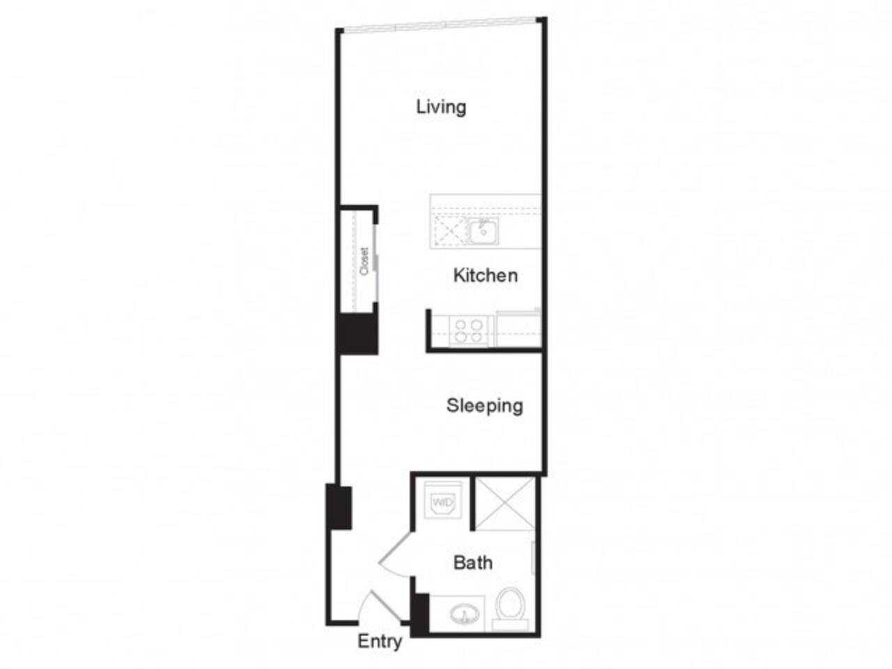 Floorplan diagram for Studio A, showing Studio