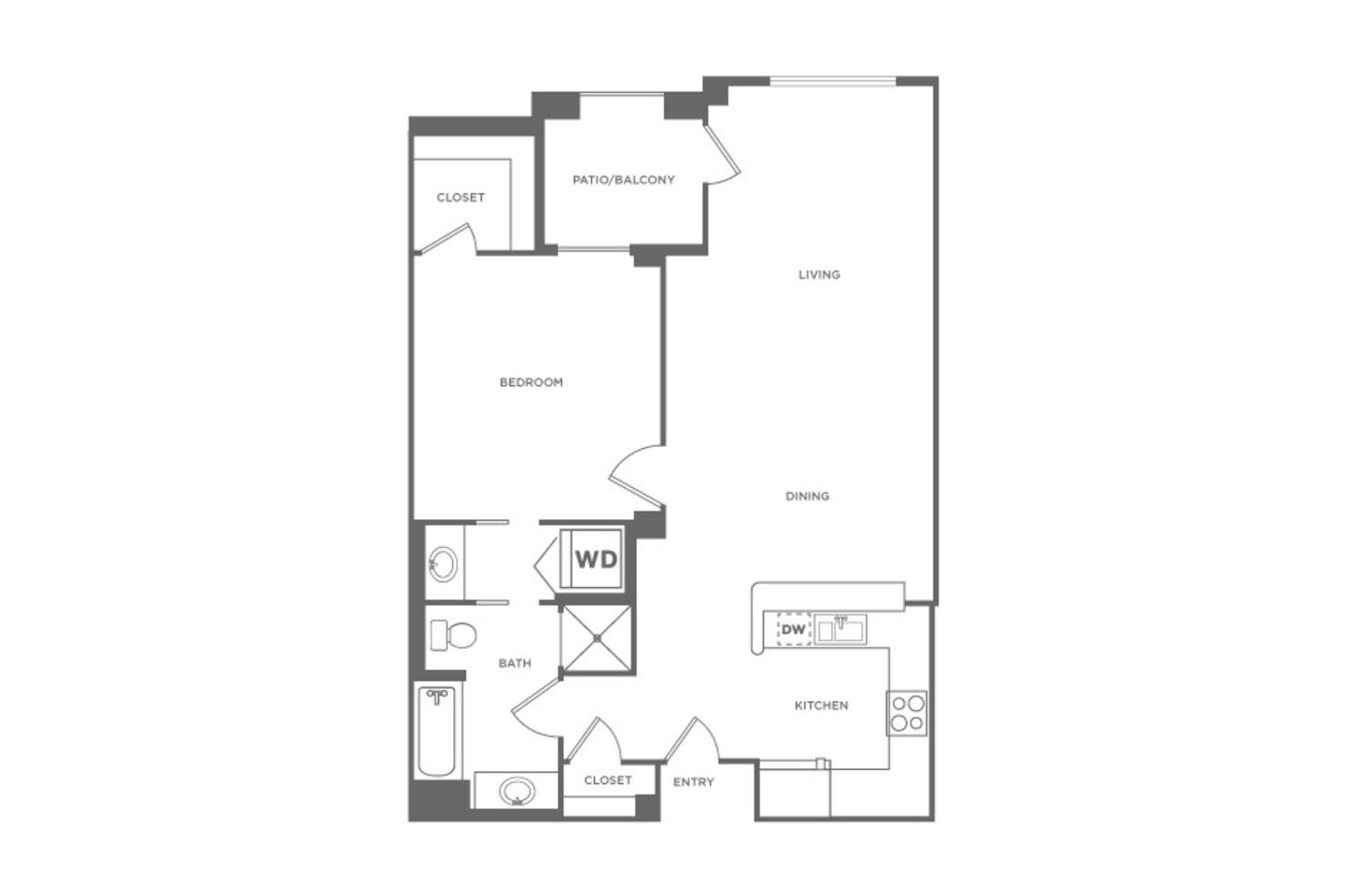 Floorplan diagram for A2, showing 1 bedroom