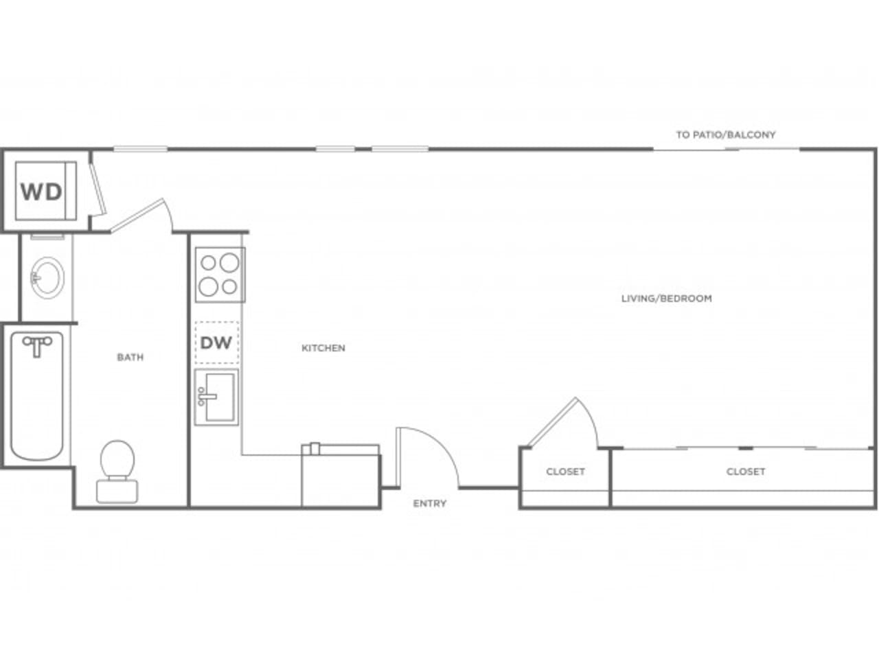 Floorplan diagram for 0b, showing Studio