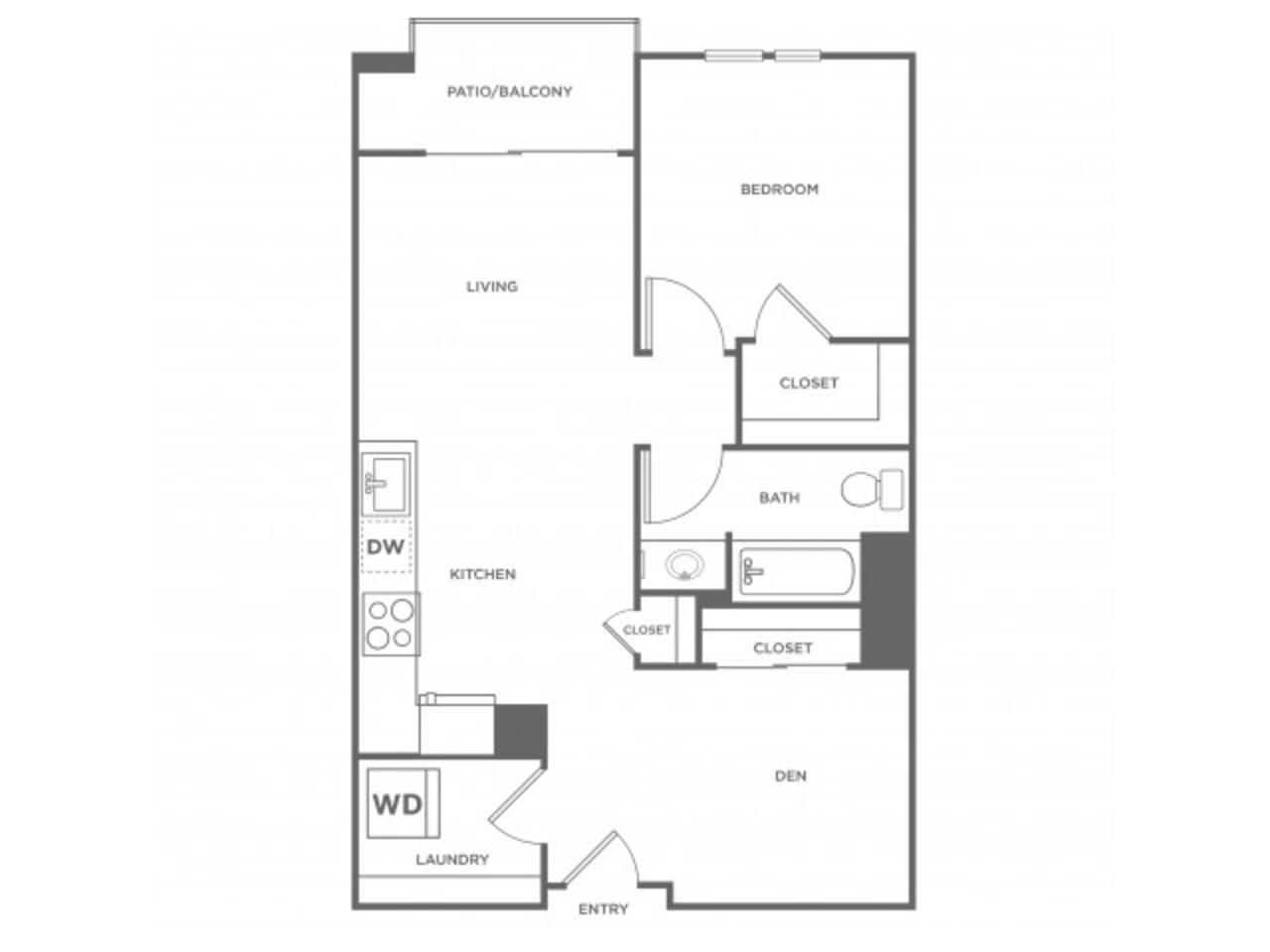 Floorplan diagram for 1j2, showing 1 bedroom
