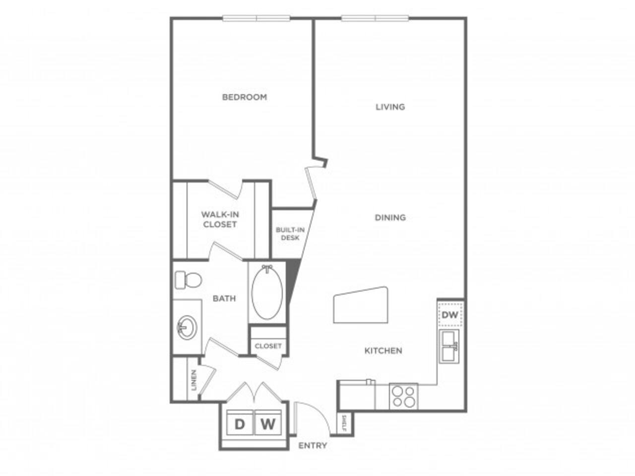 Floorplan diagram for Crimson, showing 1 bedroom