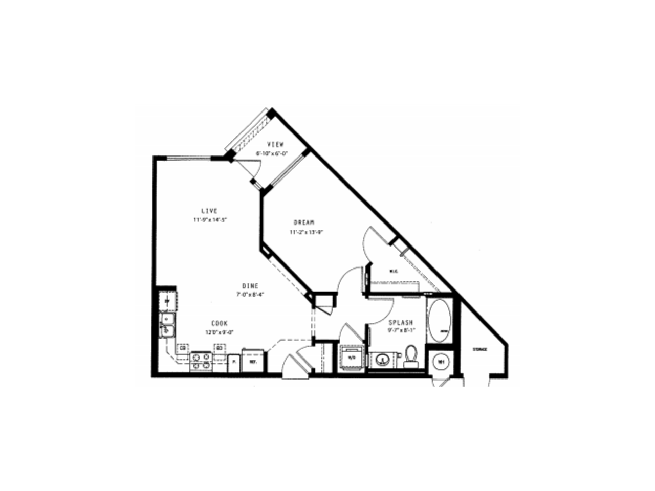 Floorplan diagram for Blaze, showing 1 bedroom