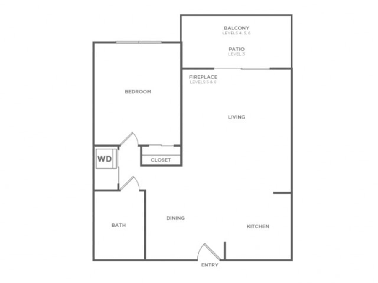 Floorplan diagram for B - Sophisticated, showing 1 bedroom