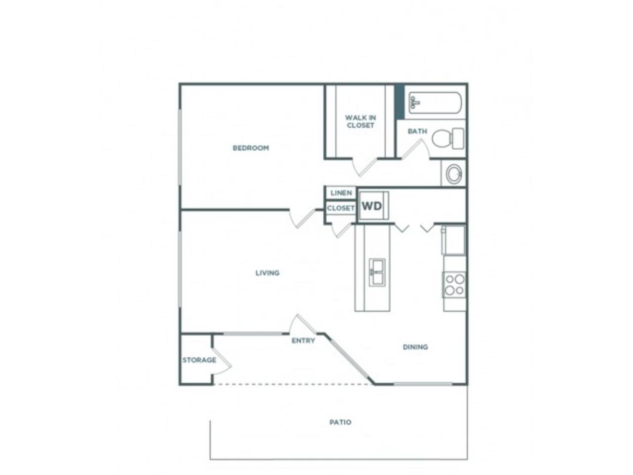 Floorplan diagram for 1x1 710 Classic, showing 1 bedroom
