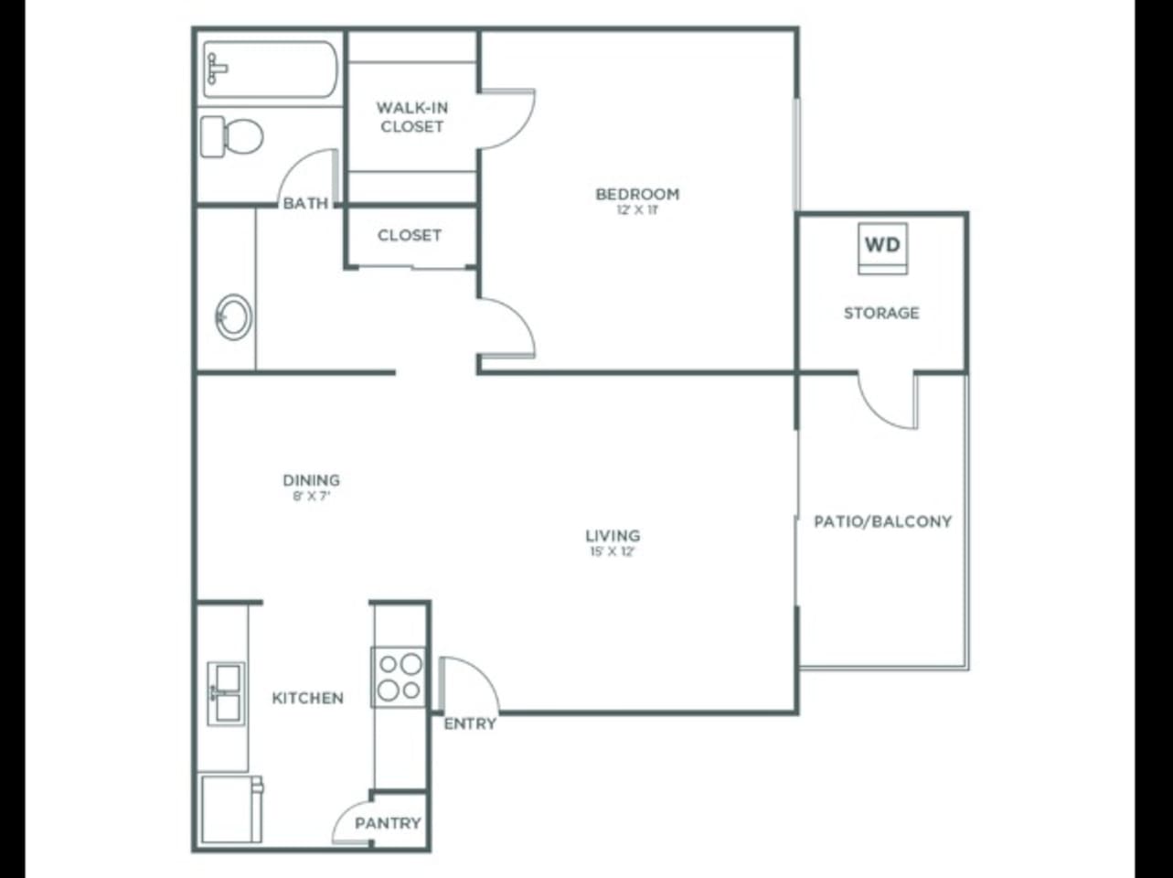 Floorplan diagram for Arroyo Sophisticated, showing 1 bedroom