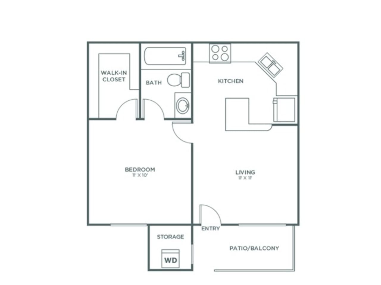 Floorplan diagram for Cimarron Sophisticated, showing 1 bedroom