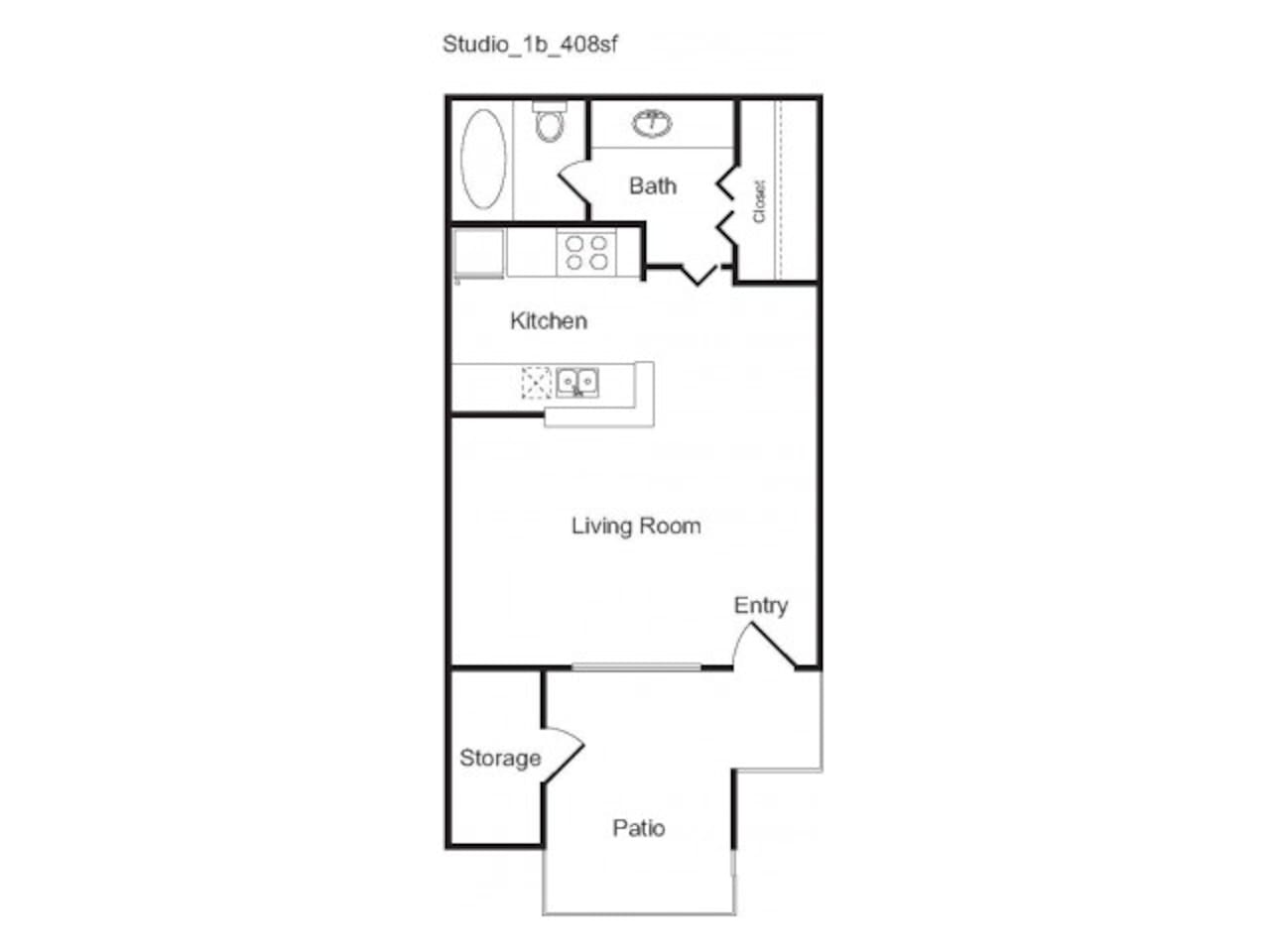 Floorplan diagram for Studio - Sophisticated, showing Studio