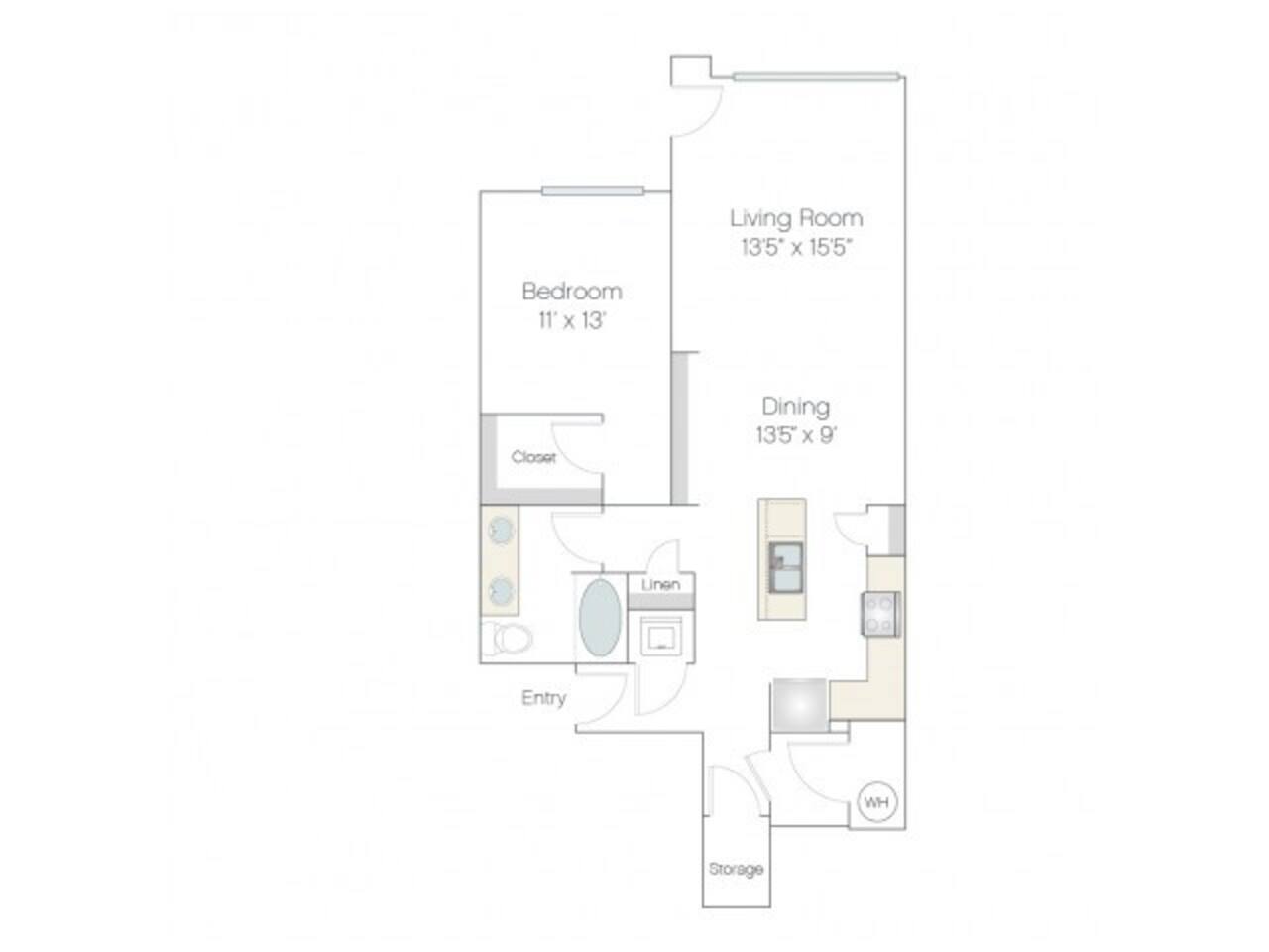 Floorplan diagram for AT1.R, showing 1 bedroom