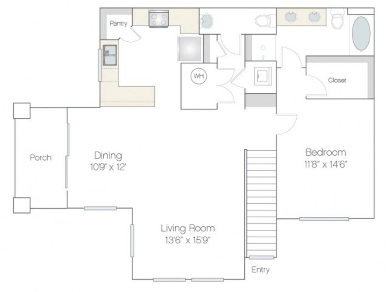 Floorplan diagram for AT2.R, showing 1 bedroom