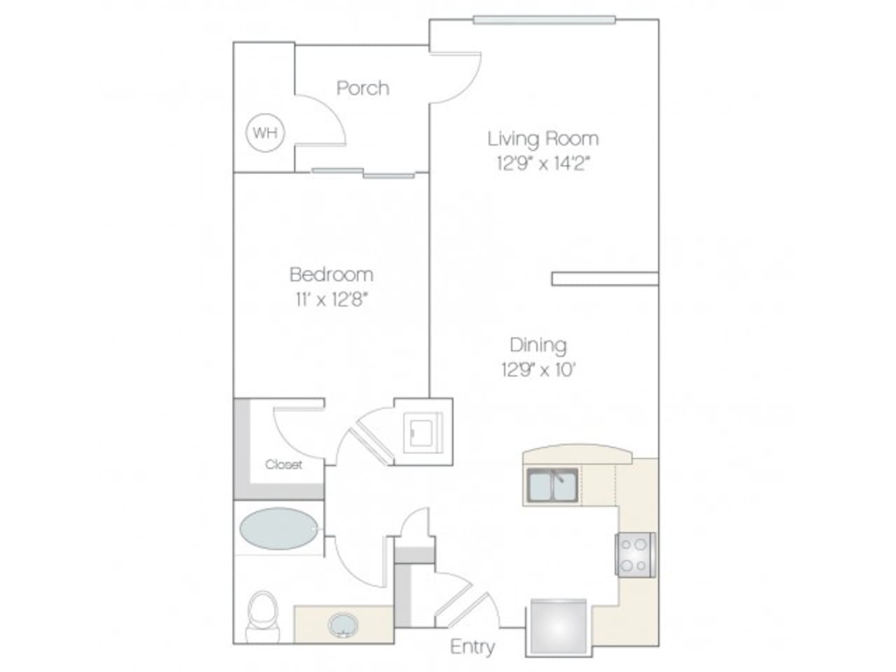 Floorplan diagram for A1, showing 1 bedroom