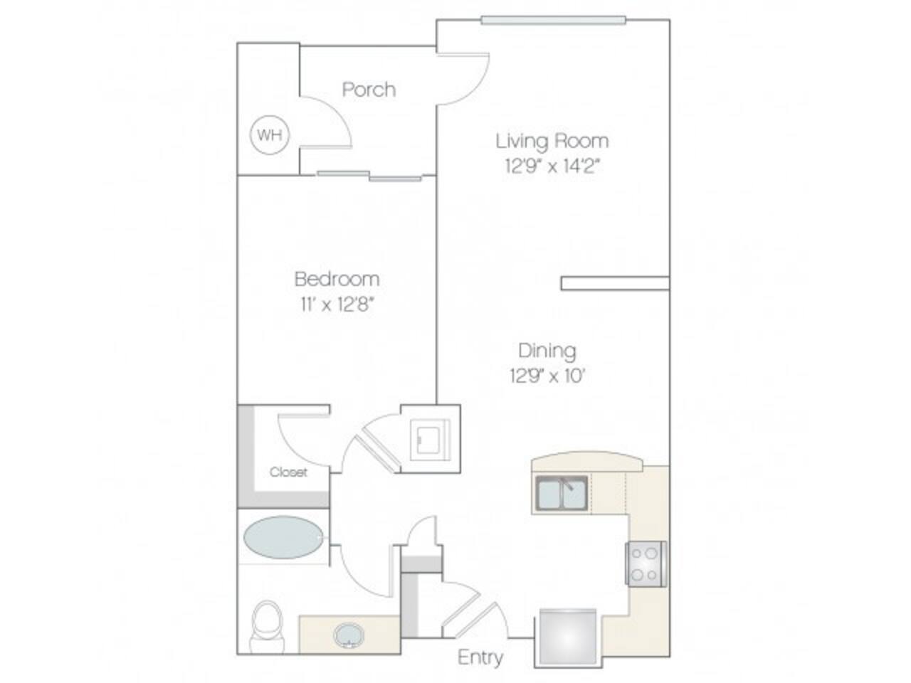 Floorplan diagram for A1.R, showing 1 bedroom