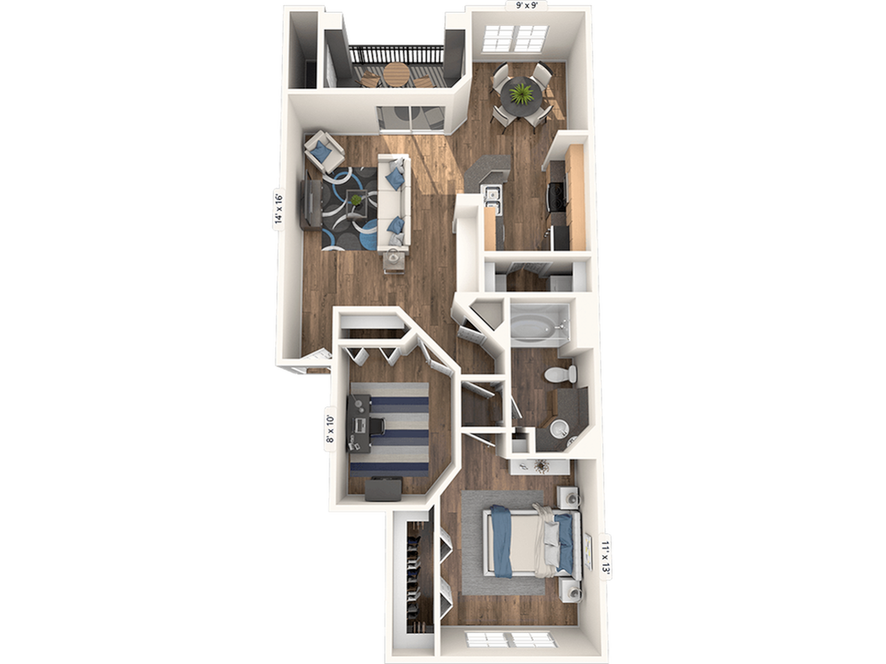 Floorplan diagram for Venezia, showing 1 bedroom