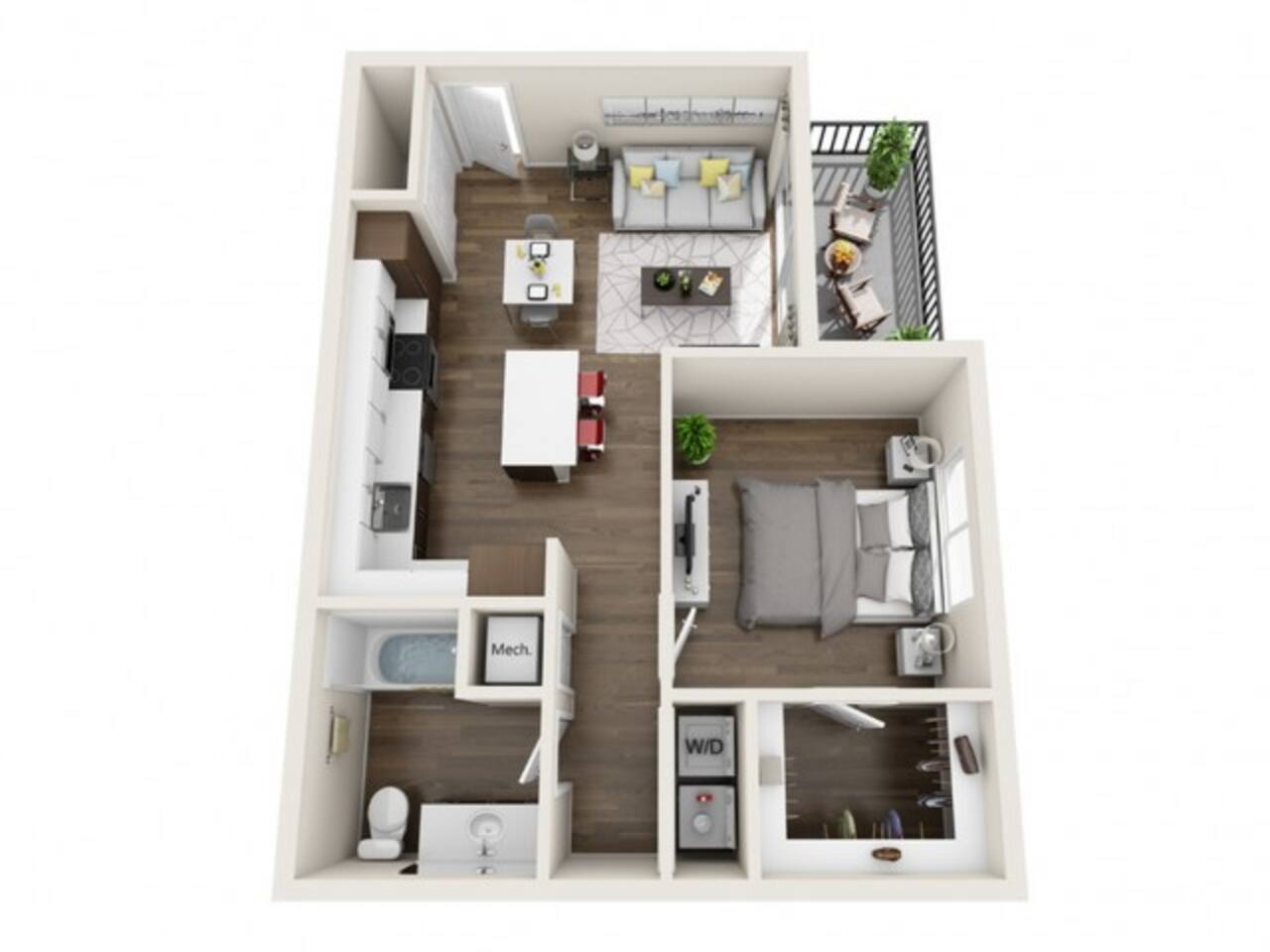 Floorplan diagram for 1A, showing 1 bedroom