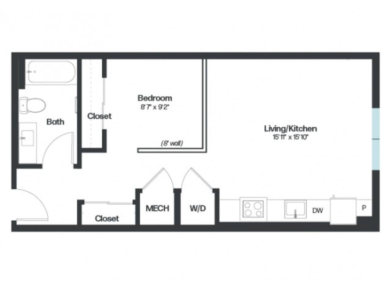 Floorplan diagram for Virginia, showing Studio