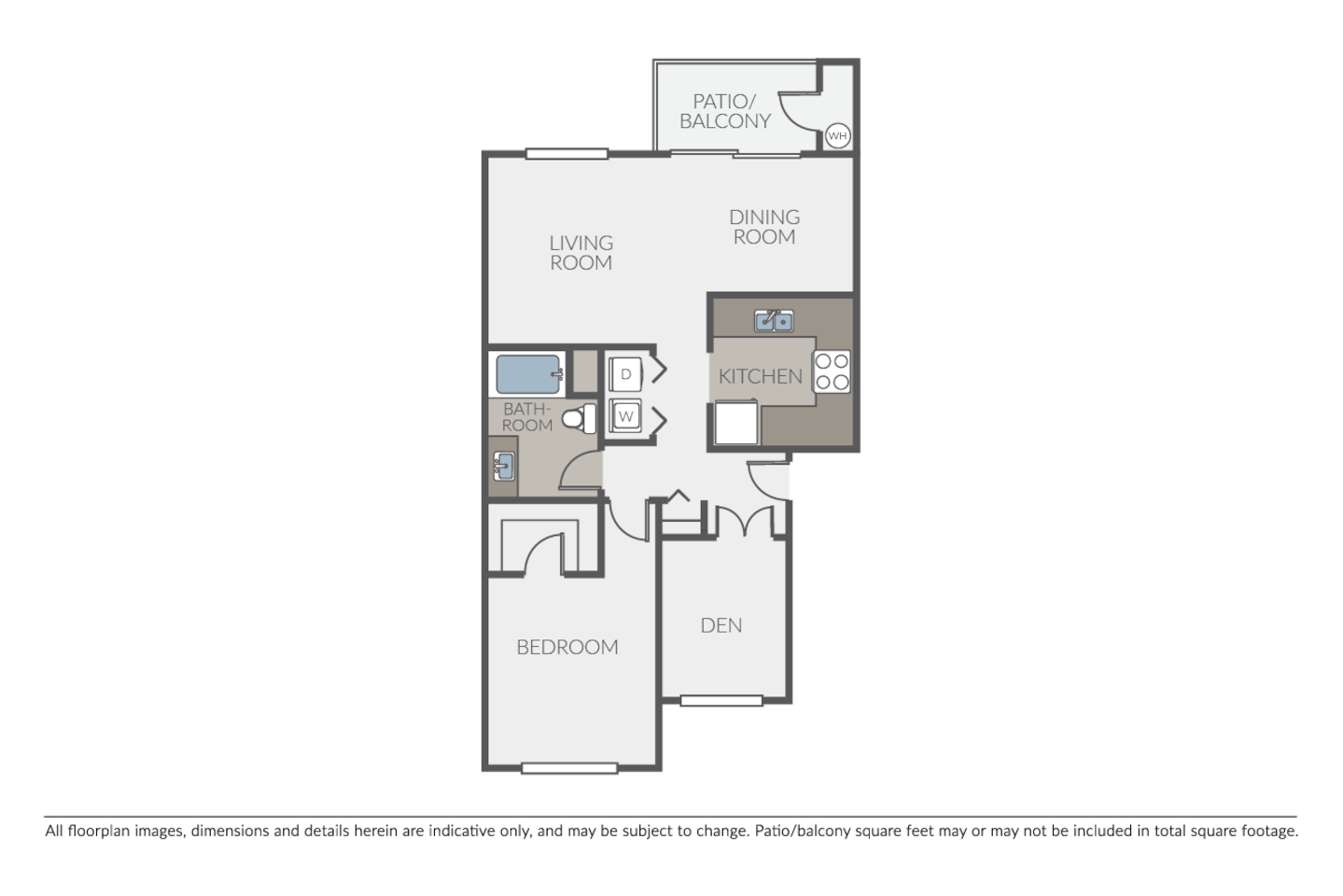Floorplan diagram for Plan 1B Den, showing 1 bedroom