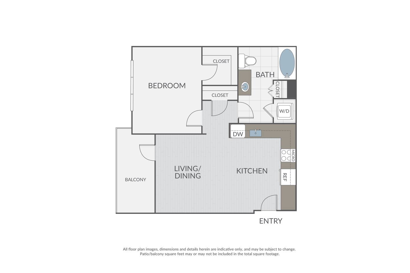 Floorplan diagram for Plan 1A, showing 1 bedroom