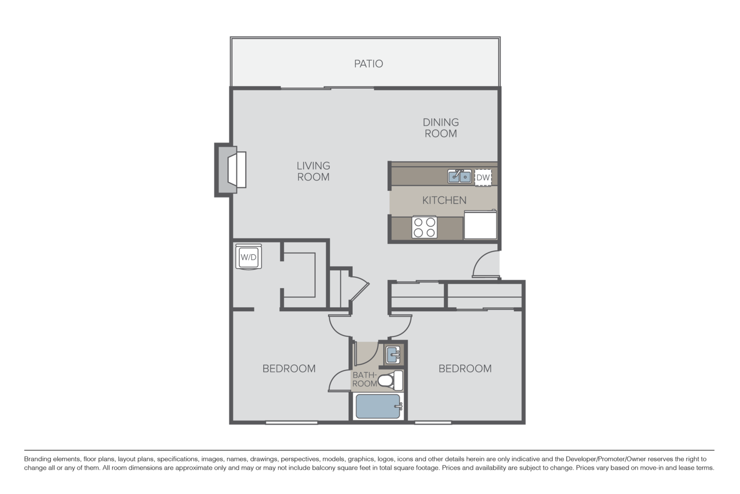 Floorplan diagram for Plan 2A, showing 2 bedroom