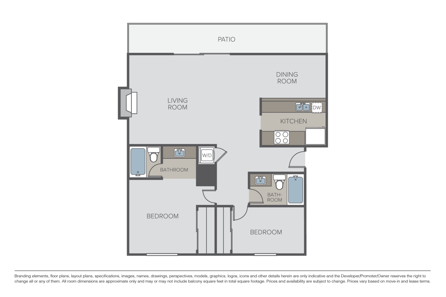 Floorplan diagram for Plan 2C, showing 2 bedroom
