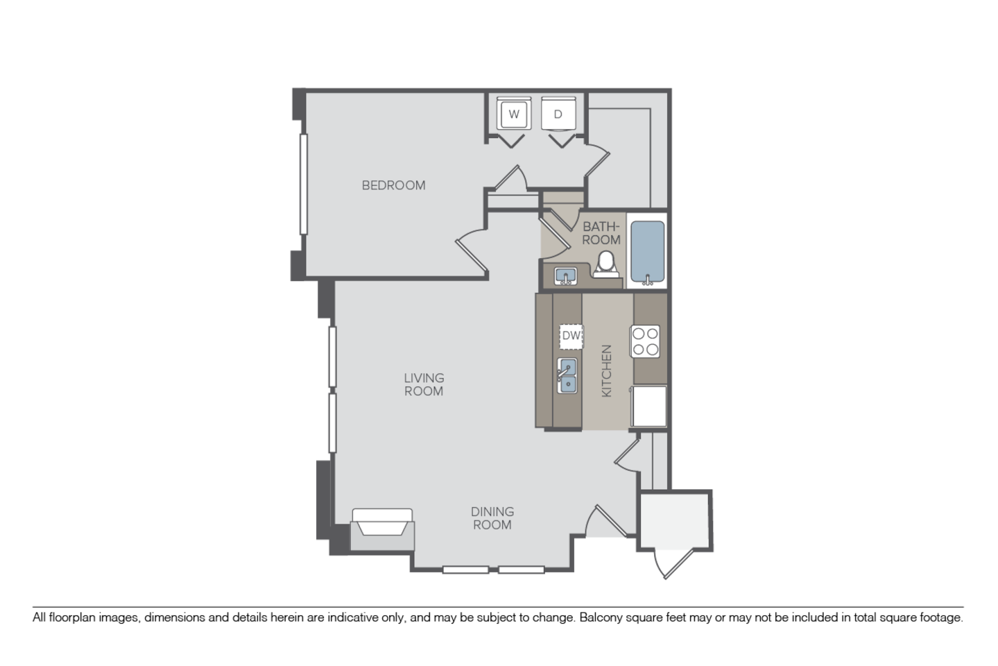 Floorplan diagram for Tower Falls, showing 1 bedroom
