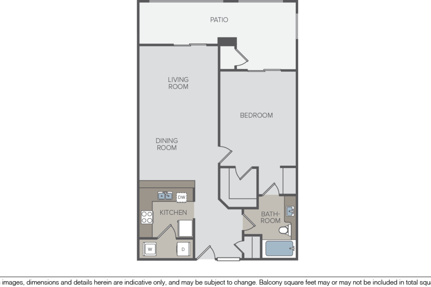 Floorplan diagram for Yosemite Falls, showing 1 bedroom