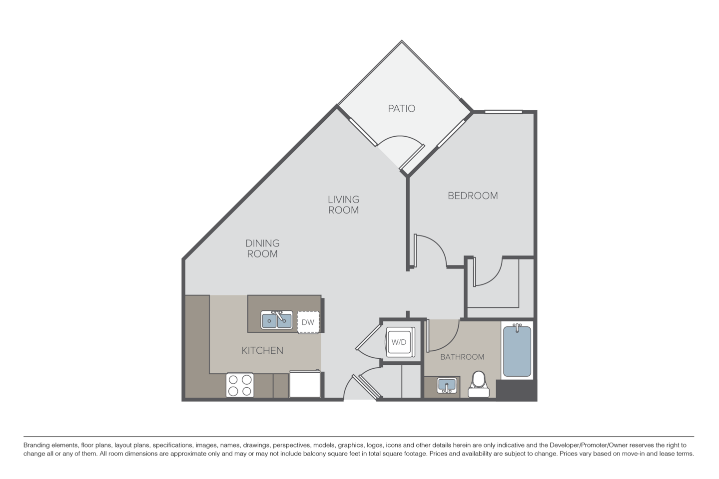 Floorplan diagram for Toledo, showing 1 bedroom