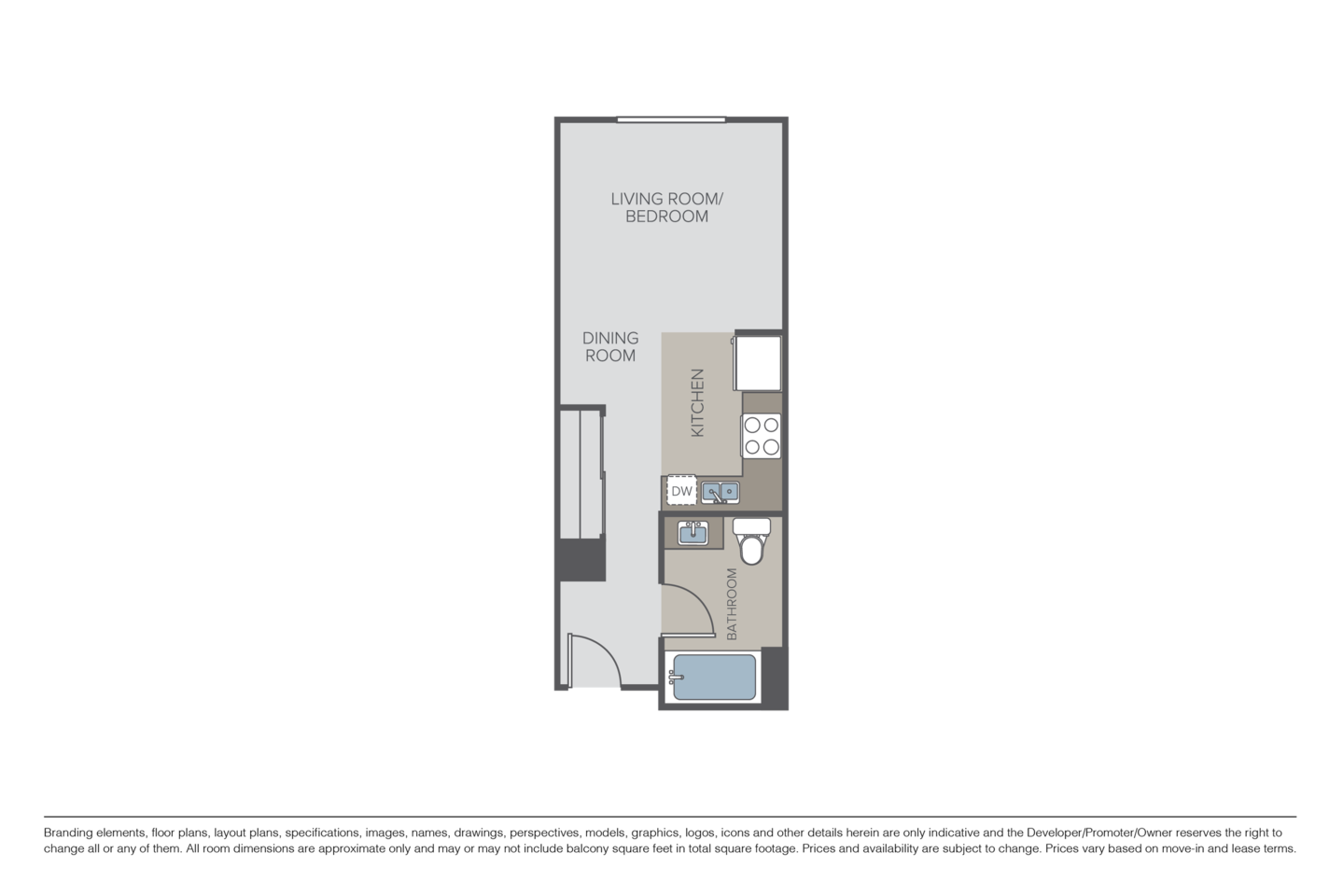 Floorplan diagram for Redwood, showing Studio