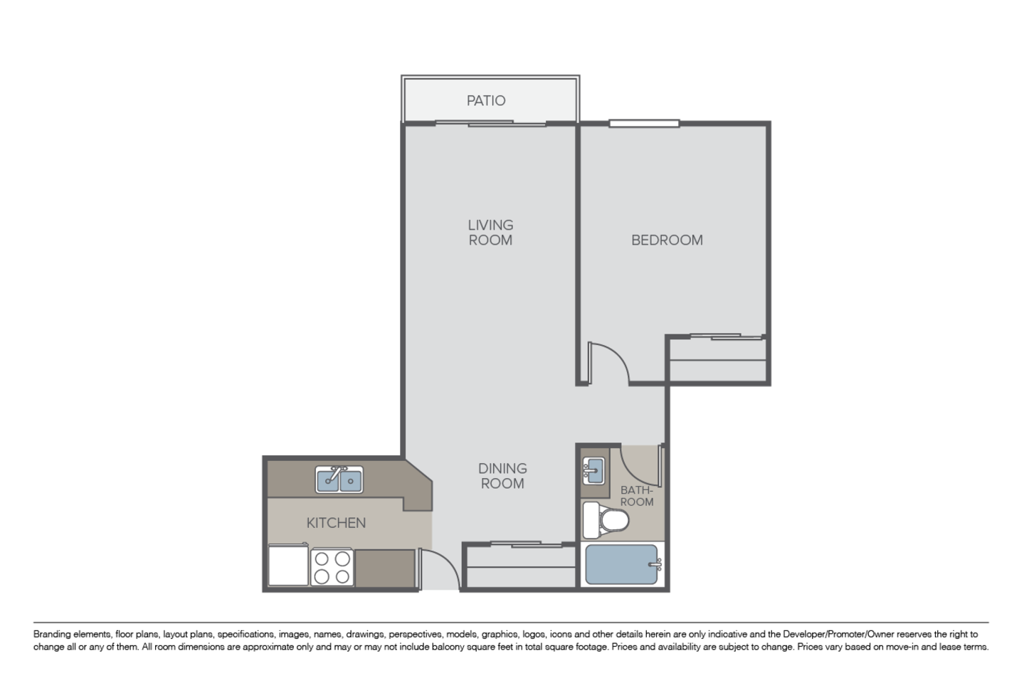Floorplan diagram for Del Mar, showing 1 bedroom