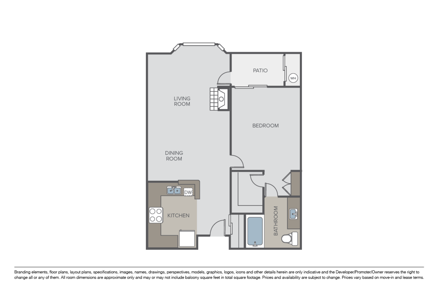 Floorplan diagram for Catania, showing 1 bedroom